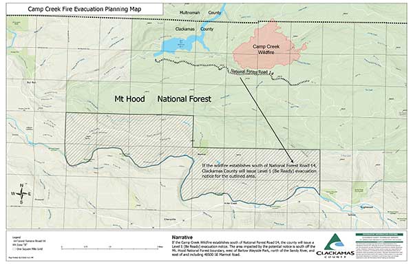 Camp Creek Fire Information map